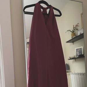 Red drape midi dress